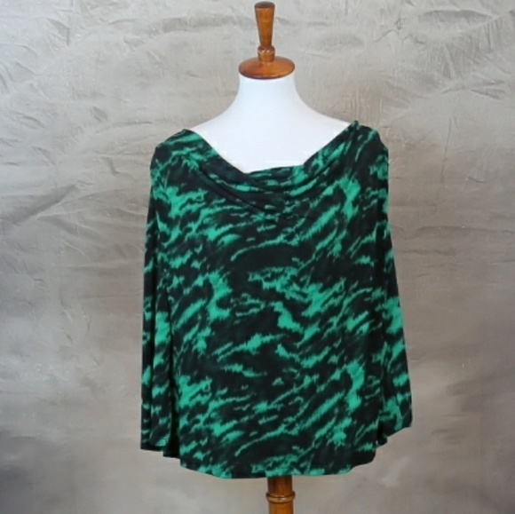MICHAEL Michael Kors Tops - Michael Kors black & green blouse. Cowl neck L